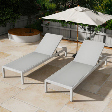 Aluminum Adjustable Outdoor Chaise Lounge, Set of 2