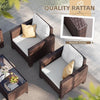 4-Piece Rattan Patio Conversation Set with Beige Cushions