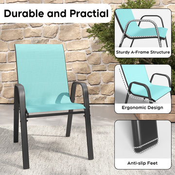 5-Piece Patio Dining Set with Wood-Grain Table, Umbrella Hole and 4