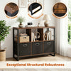 Rustic Storage Console with Shelves & Fabric Drawers