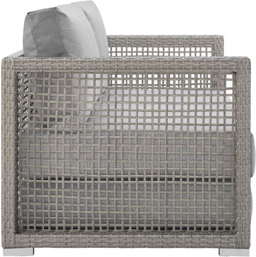 Modern Gray Wicker Rattan Loveseat for Outdoor Spaces