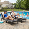 Set of 2 Adjustable Reclining Lounge Chairs, Black