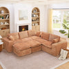 Modern Boucle L-Shaped Sectional Sofa with Two Moveable Ottomans,