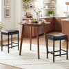 Set of 2 Black Backless Saddle Bar Stools with Footrest