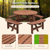 8-Person Circular Fir Wood Picnic Table with 3 Benches, Gray