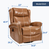 Genuine Leather Swivel Rocker Recliner with Heat & Massage