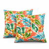 2 Pack Outdoor Throw Pillows, Waterproof & Fade-Resistant Patio Cushions For Garden, Porch, Poolside Furniture - Soft & Comfortable Decorative Pillow Covers 18x18 Inch, Bright Coral Pink