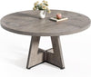 Round 47-Inch Dining Table with Grey Pedestal, Seats 4–6