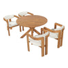 5-Piece Round Acacia Wood Outdoor Dining Set with 4 Armchairs