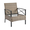 4-Piece PE Wicker Conversation Set with Black Metal Table