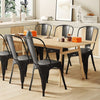 Stackable Metal Dining Chair Indoor Outdoor Black Set Of 4