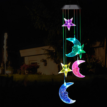 Solar LED Wind Chimes with Moon and Stars