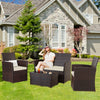 Rattan 4-Piece Conversation Set with Glass Coffee Table