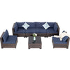 7-Piece Wicker Rattan Sectional Sofa Set with Glass Table