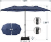 Deep Navy Blue 15 ft Rectangular Patio Umbrella with Crank Base