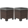 2 Piece Wicker Outdoor Ottomans With Cushions