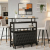Home Bar Table with Footrest & Stemware Storage