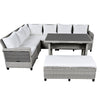 Rattan L-Shaped Patio Sectional — 5-piece outdoor wicker sectional sofa set with cushions