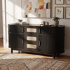 Fluted Black Sideboard with 4 Sliding Doors, 60"