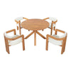 5-Piece Round Acacia Wood Outdoor Dining Set with 4 Armchairs