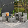 Coastal Rattan 4-Piece Conversation Bistro Set with Glass Table