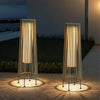 2 Piece Solar Powered Lantern Wicker Solar Patio Lamp Grey
