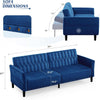 77-Inch Navy Velvet Convertible Sofa Bed with Armrests