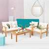 Outdoor Acacia Wood 4-Piece Chat Set Teak Finish Cushions