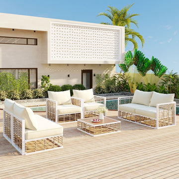 Modern Metal Patio Sectional — 7 Piece