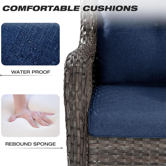 5-Piece Wicker Patio Furniture Set with Cushions-2
