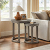 Curved Round Wooden Nesting Side Table Set, Light Brown