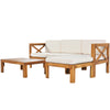 5-Piece Outdoor Sectional Sofa Set Solid Acacia Wood Beige with