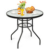 32" Tempered Glass Patio Table with Umbrella Hole