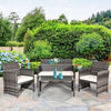 4-Piece Wicker Patio Conversation Set with Soft Cushions