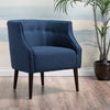 Navy Blue Tufted Club Chair with Birch Legs