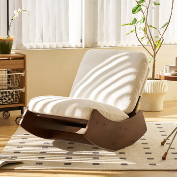 Upholstered Glider Rocking Chair with Solid Wood Frame