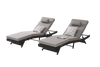 Outdoor Wicker Chaise Lounge with Adjustable Backrest, Armrests and