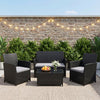 4-Piece Rattan Conversation Bistro Set with Cushions
