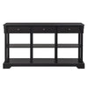 Retro Console Table with 3 Drawers and Open Shelves, Black