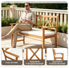 2-Person Acacia Wood Outdoor Loveseat Bench with Removable Cushion