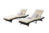 Outdoor Wicker Chaise Lounge with Adjustable Backrest, Armrests and