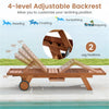 Solid Wood Outdoor Chaise Lounge with Side Table and Wheels