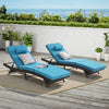 Outdoor Wicker Chaise Lounge with Adjustable Backrest, Armrests and