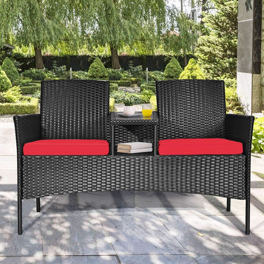Wicker Outdoor Conversation Set With Removable Cushions