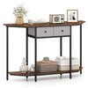 2-Tier Industrial Console Table with Fabric Drawers