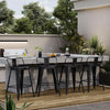 24 Inch Black Outdoor Metal Bar Stools Set of 4 Counter Height Large Ergonomic Seats-4