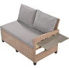 Rattan L-Shaped Patio Sectional — 5-piece outdoor wicker sectional sofa set with cushions