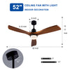 52" Black Walnut Ceiling Fan with Light & Remote