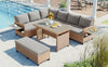 Rattan L-Shaped Patio Sectional — 5-piece outdoor wicker sectional sofa set with cushions