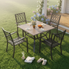 5-Piece Square Patio Dining Set with 37.8-Inch Wood-Grain Table and 4